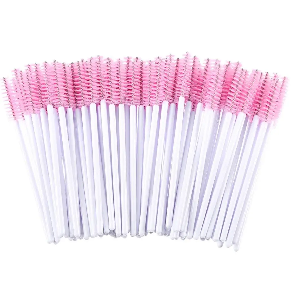 Applicateur de baguettes de Mascara jetables, 100 pièces, brosse à cils, Kit de pinceaux de maquillage (manche blanc, tête multicolore)