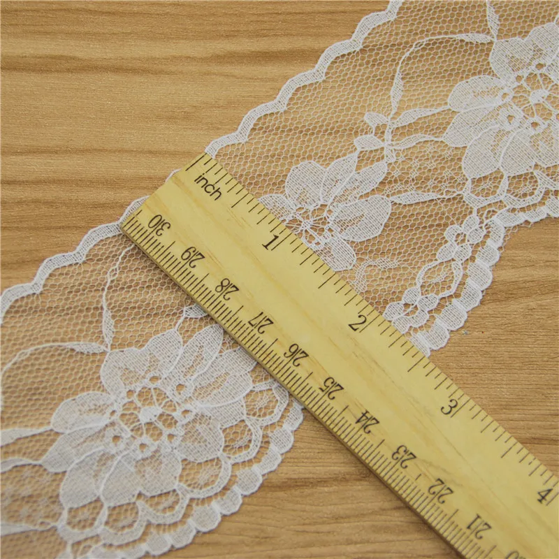 Polyester Black Lace Trim, White Fabric, Sewing Accessories, Cloth, Wedding Dress Decoration Ribbon, Craft Supplies, 50Y, L730,