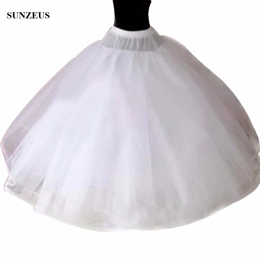 Anágua de casamento de tule branco para mulheres, 8 camadas sem capuz, vestido luxuoso princesa Quinceanera, Long Crinoline, S40