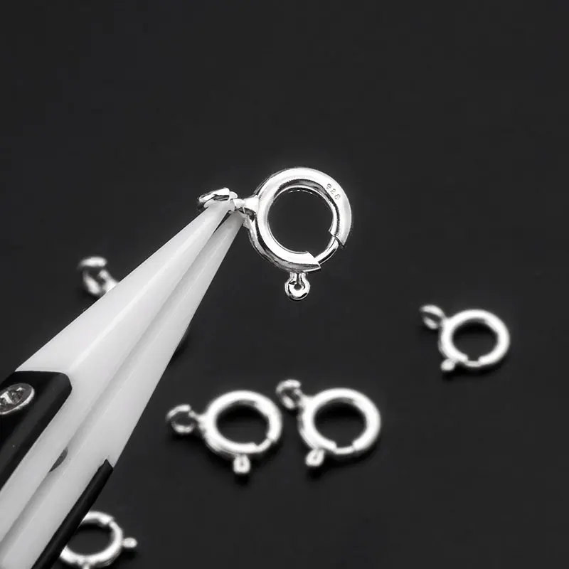 Best Quality 6-8mm Silver Spring Ring Clasps Hooks 925 Sterling Silver Connection Buckle For Necklace Bracelet Jewelry DIY