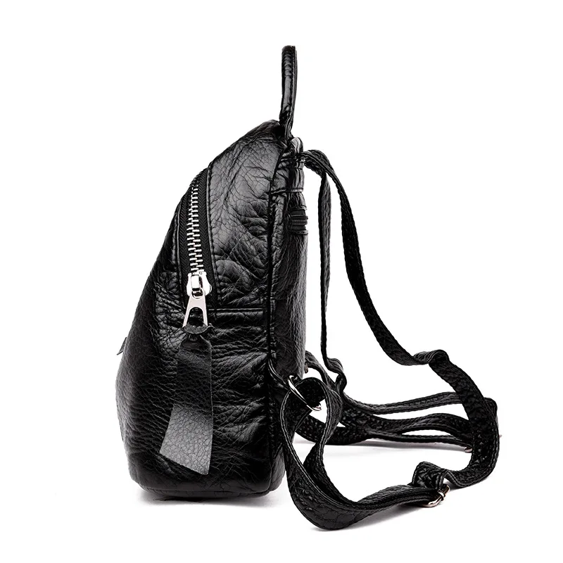 Mini Backpack Female soft PU Leather Backpacks For Teenage Girls Fashion Shoulder Bags Black Mochila Feminina Daypack purse