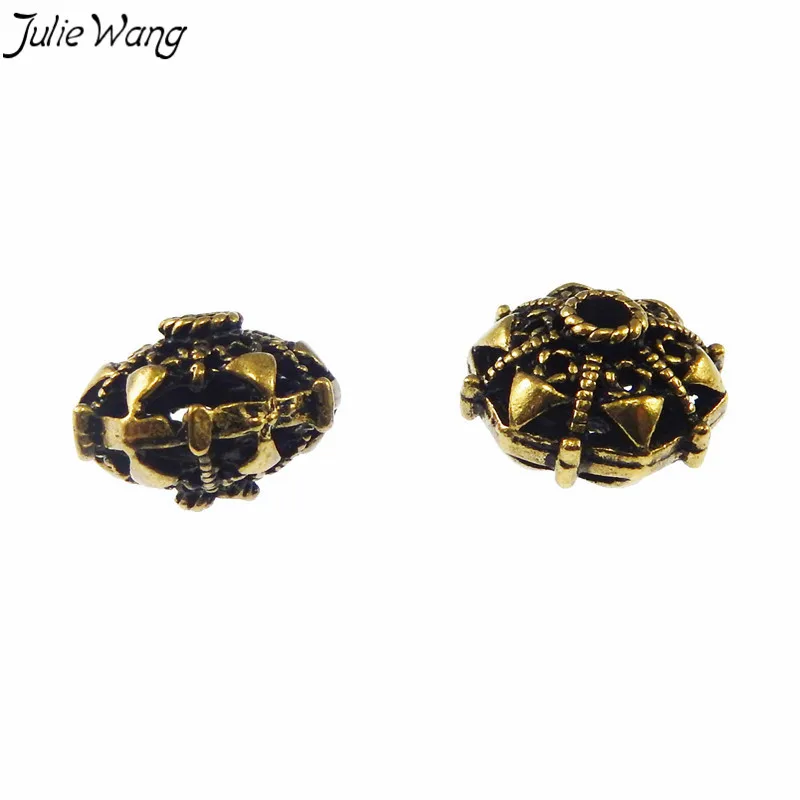 Julie Wang 10PCS Wholesale Bronze Tone Zinc Alloy 3mm Hole Beads Hot Sale Jewelry Bracelet Anklet Dangle Earring DIY Findings