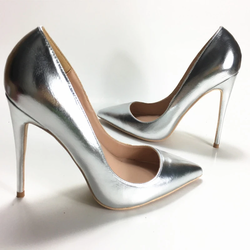 Décolleté Sexy da donna Veowalk argento opaco 8cm 10cm 12cm punta a punta tacchi alti eleganti scarpe da sposa da donna
