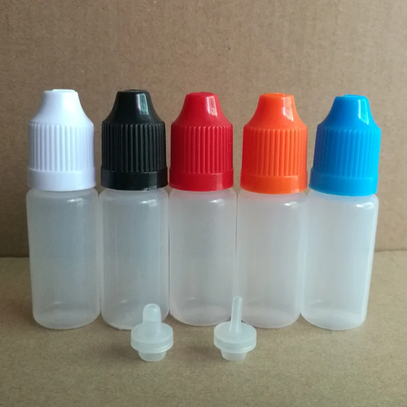 10000pcs 10ML PE Plastic Dropper Bottle With Childproof Cap& Short Coarse Tips For Nail Gel, Solvents, Paint, Eye Drops