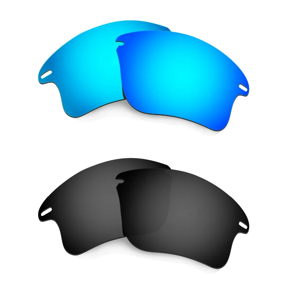 2 Pairs HKUCO For Fast Jacket XL Polarized Replacement Lenses Blue & Black - Lenses only 100% UVA & UVB Protection