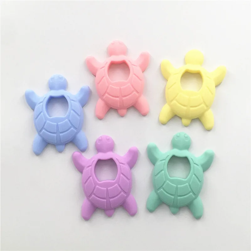 Chenkai 10pcs Silicone Turtle Teether DIY Colorful Lovely Baby Charms Pacifier Dummy Chewing Sensory Cartoon Animal Teething Toy