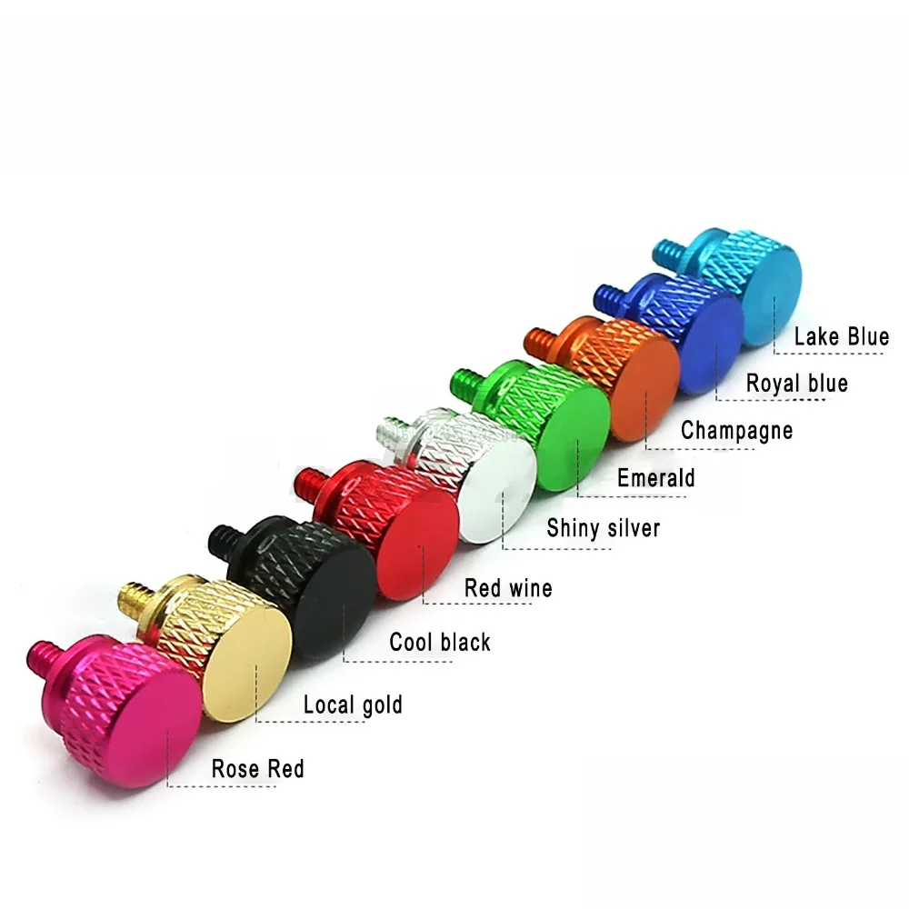 UNC 6#-32*6 DIY Color Aluminum Knurled Thumb Screws 3.5mm Coarse Teeth For Chassis And Computer Cabinets