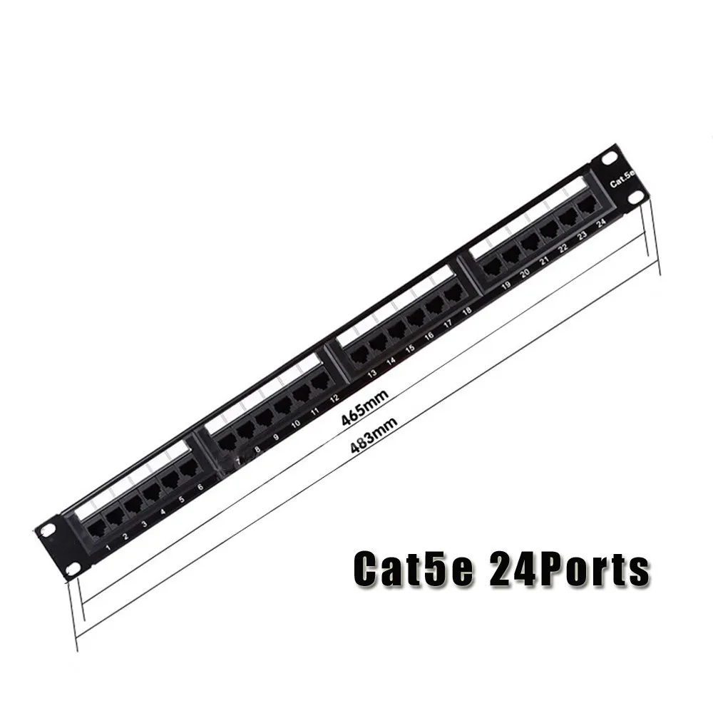 Cat5e UTP 24Port RJ45 Network Cable Patch Panel 1U 19'' Inch Gold-plated With Keystone Jacks Rack Patch Panel