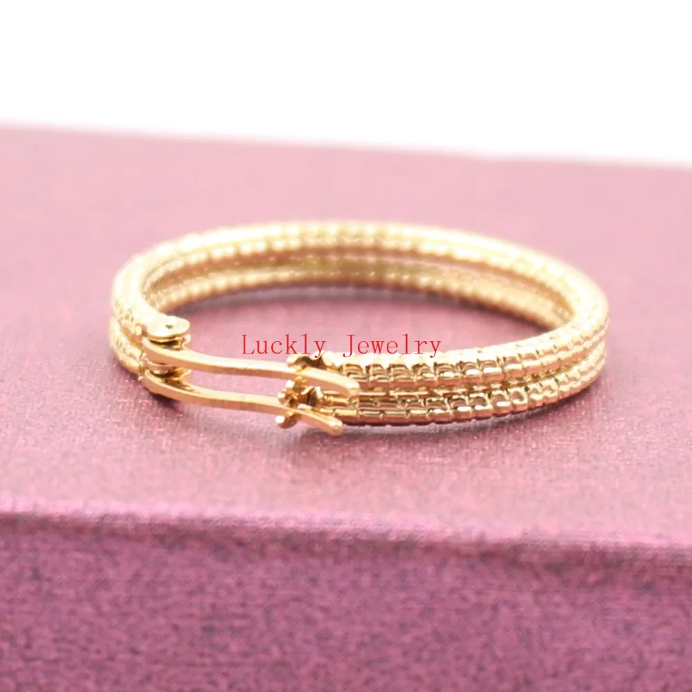 Cena hurtowa 5 par dużo złota stal nierdzewna 30mm okrągły kształt prosta konstrukcja drutowy kolczyk w kształcie koła kobiety biżuteria świąteczna