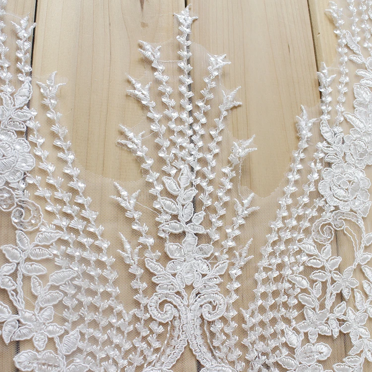 Mehrfarbig, ultrabreit, 60 cm, Pailletten, Stickerei, Spitzenbesatz, Brautschleier, Hochzeitskleid, Kleidung, Stoff, DIY-Bastelzubehör – Detail 15