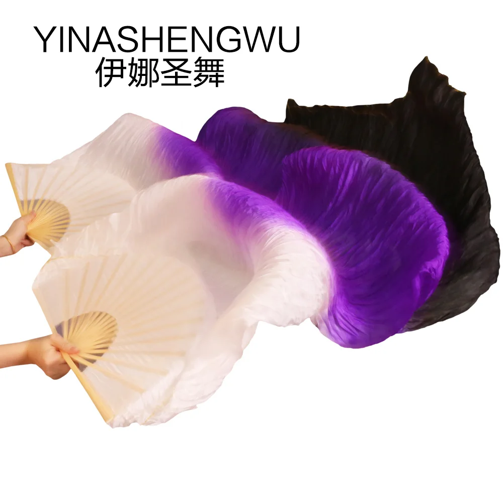 Belly Silk Fans New Arrivals Stage Performance Dance Fans 100% Silk Veils Colored Women Belly Dance Fan Veils (2pcs)