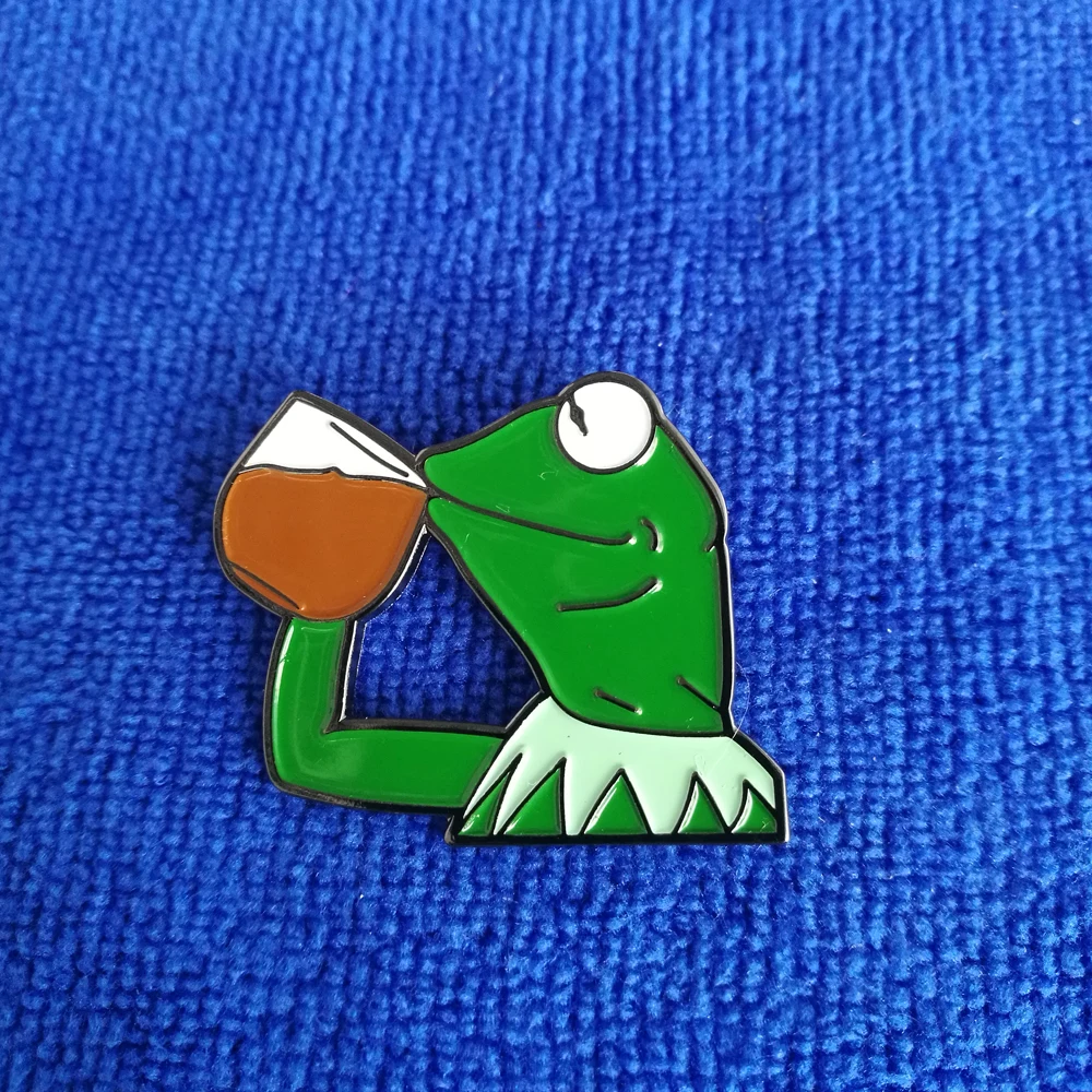 Kermit-broche de esmalte para lapela, fofo, esmalte macio, internet