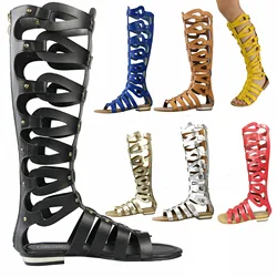 TIMETANG Women Summer Cool Boots Sexy Open Toe Cut-out Gladiator Flat Fashion Rome Back Zipper Street Style Sandals Shoes