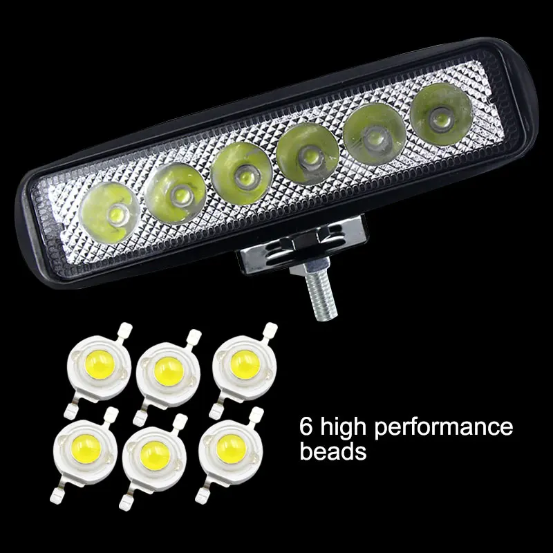 1pcs LED Work Light Bar 18W For Motorcycle Car Truck Boat Tractor Working Light Off Road Work Lamp Motorbike Driving LED Lights