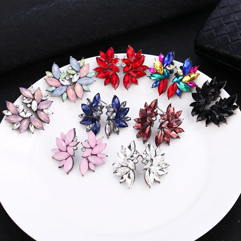 HOCOLE Vintage Rhinestone Earrings For Women Fashion Jewelry Brincos Female Geometric Crystal Drop Earring Statement Girls Gifts