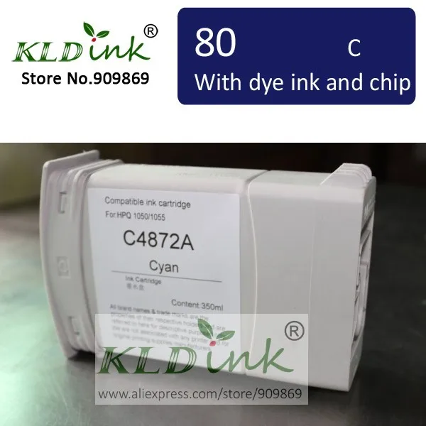 [KLD Ink] Compatible 80 C4846A CYAN Dye  ink cartridge for Designjet 1050 1055 printer