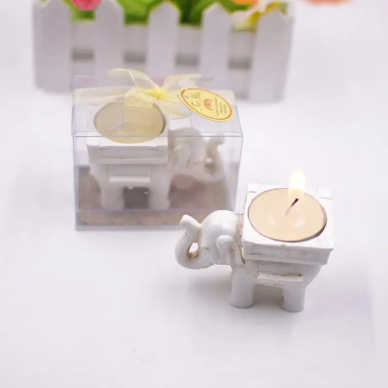 200Pcs/lot Lucky Elephant Antique Ivory-Finish Tea Light Holder Candle Wedding Favor Party F20173810