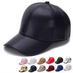 HATLANDER Classic Plain PU baseball cap fashion blank no logo leather cap and hat for men and women