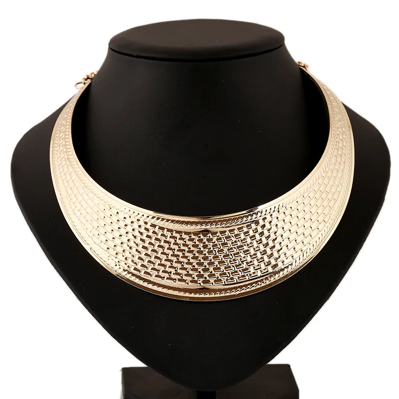 Hot Sale Chunky Necklace Gold-Color Punk Style Maxi Choker Necklace Jewelry Statement Necklaces For Women Collares 2015