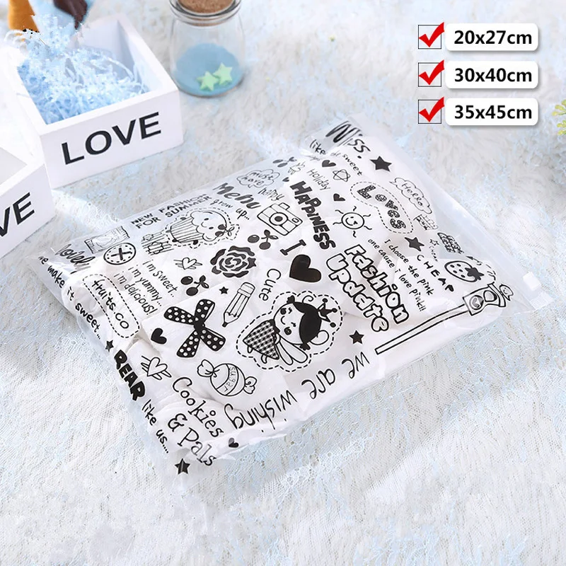 300pcs/lot cute Cartoon clothing storage bag zip lock plastic bags Waterproof garment shoe luggage bag Clothing retail bag