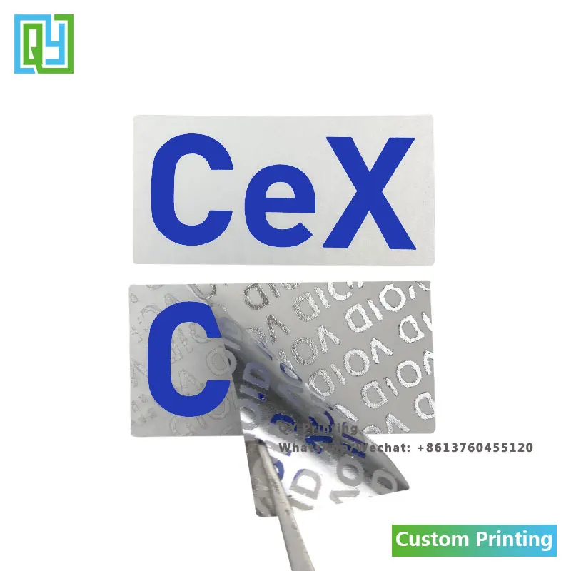 

1000pcs 40x20mm Custom Logo Text Letter Blue Warranty Void If Broken Stickers Anti-theft Sticker Brand Name Security Labels