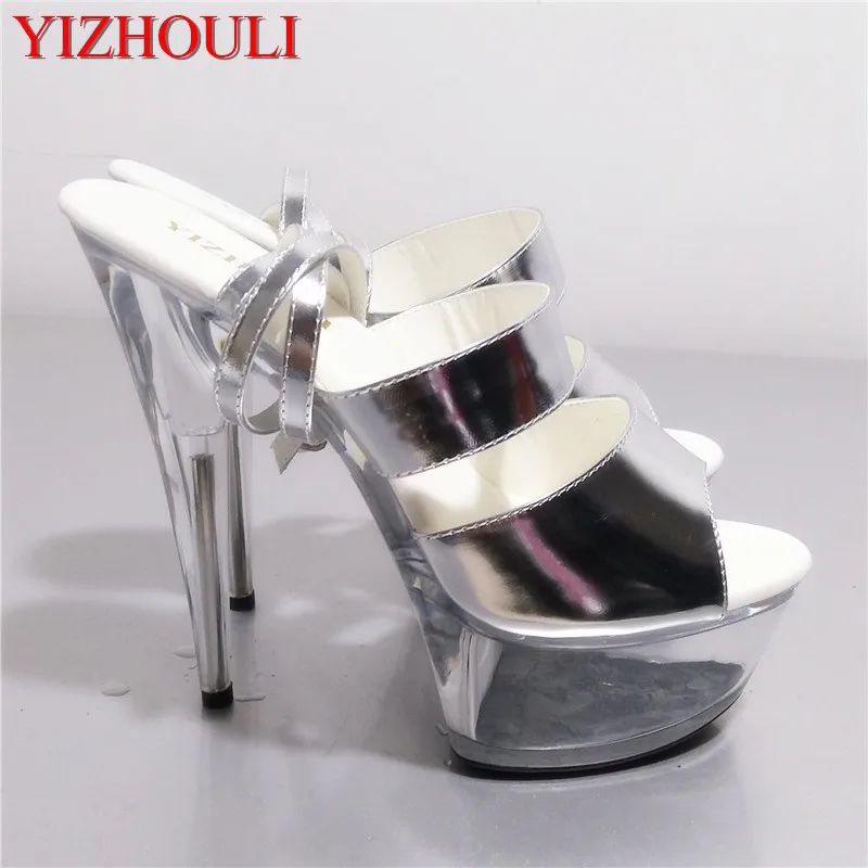 

6 Inch Platform Heels Fashion 15CM High-Heeled Sandals Transparent Crystal Shoes, Dancer Shoes ,Sexy Party Heels