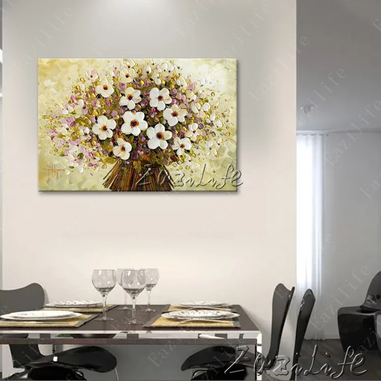 

Wall Painting Flower Hand Painted palette knife 3D texture flower Hand Painted Canvas Oil Painting Wall Pictures For LivingRoom2