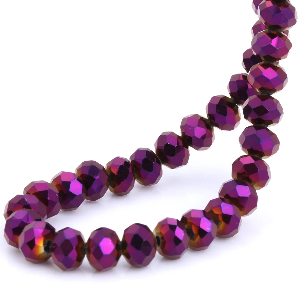 OlingArt 3/4/6/8/10mm Round Beads Rondelle Austria faceted Multicolored crystal purple color Loose bead DIY Jewelry Making