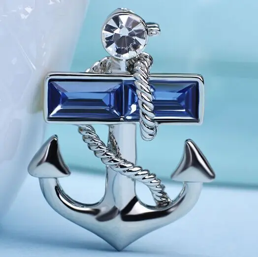 Sale crystal anchor/ancora brooch/new 2015 korean luxury elegant  jewelry strass broche men wedding accessories wholesale/gift