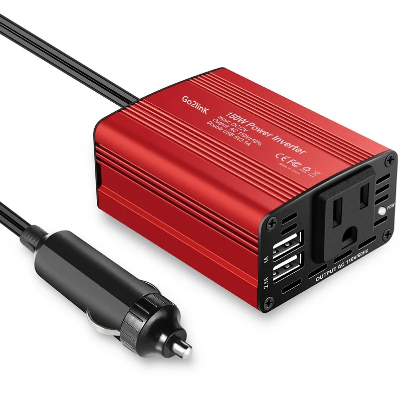 Go2linK 150W Car Power Inverter DC 12V to 110V AC Converter with 3.1A Dual USB Charger for Any Smart Phone and Tablets