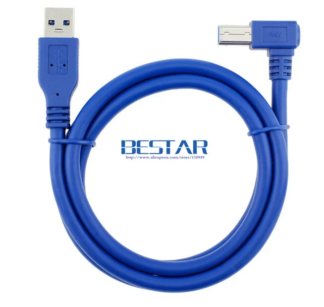 كابل USB 3.0 بزاوية قائمة 90 درجة ذكر إلى B نوع ذكر - 0.6 م 1 م 1.8 م 2FT 3FT 6FT خيارات الطول للطابعة الماسح الضوئي HDD