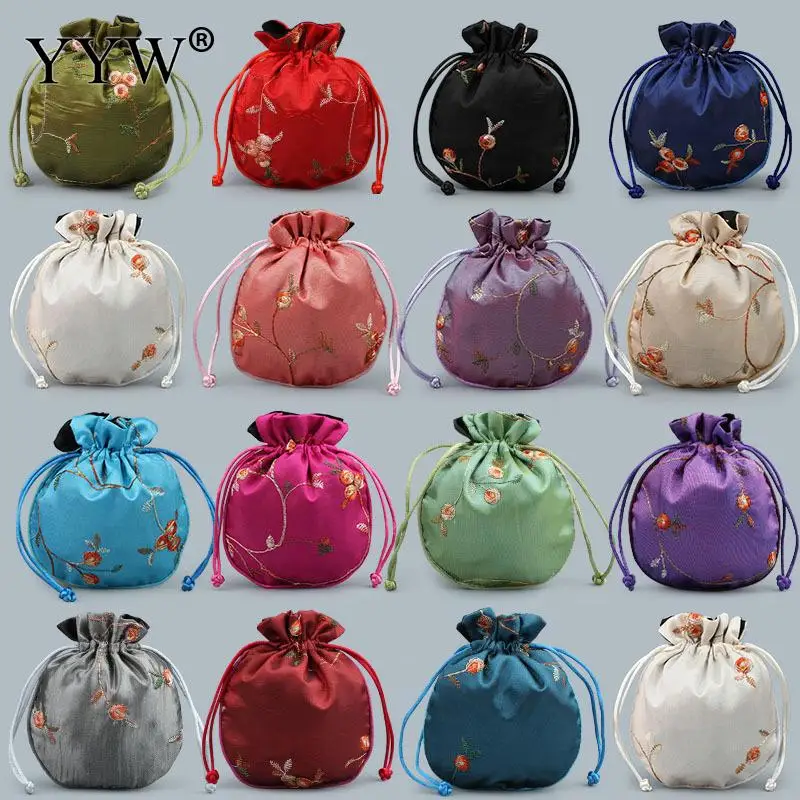 140x120mm Satin Drawstring Chinese Silk Brocade Pouches Bag Damask Jewelry Packing Pouch Christmas Gift Bag Embroidered 10pc/Lot