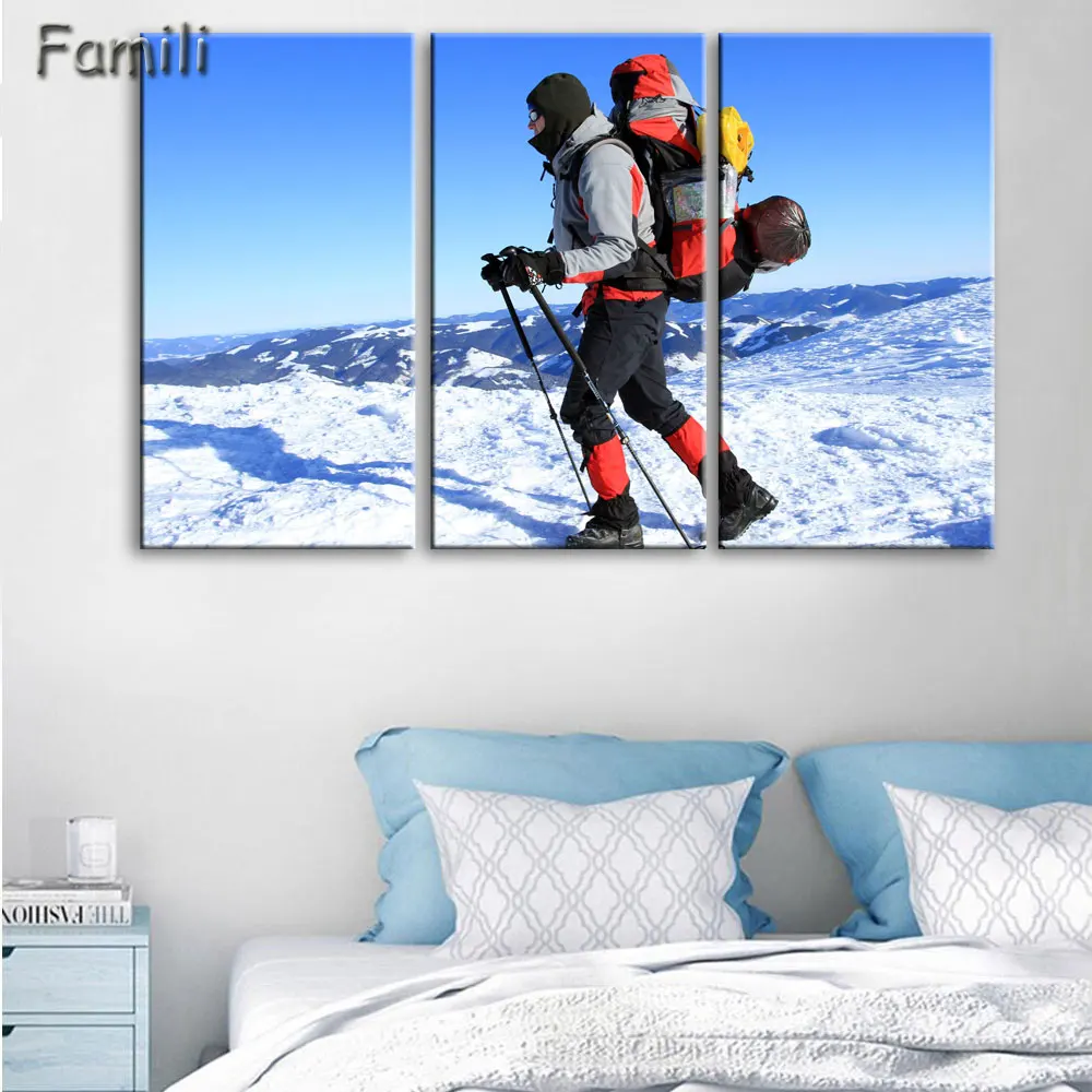 

3pcs Skiing Skier Framed wall art picture Artistic Printed Drawing on Canvas Printed Home Decor Spray Oil Painting Decoration