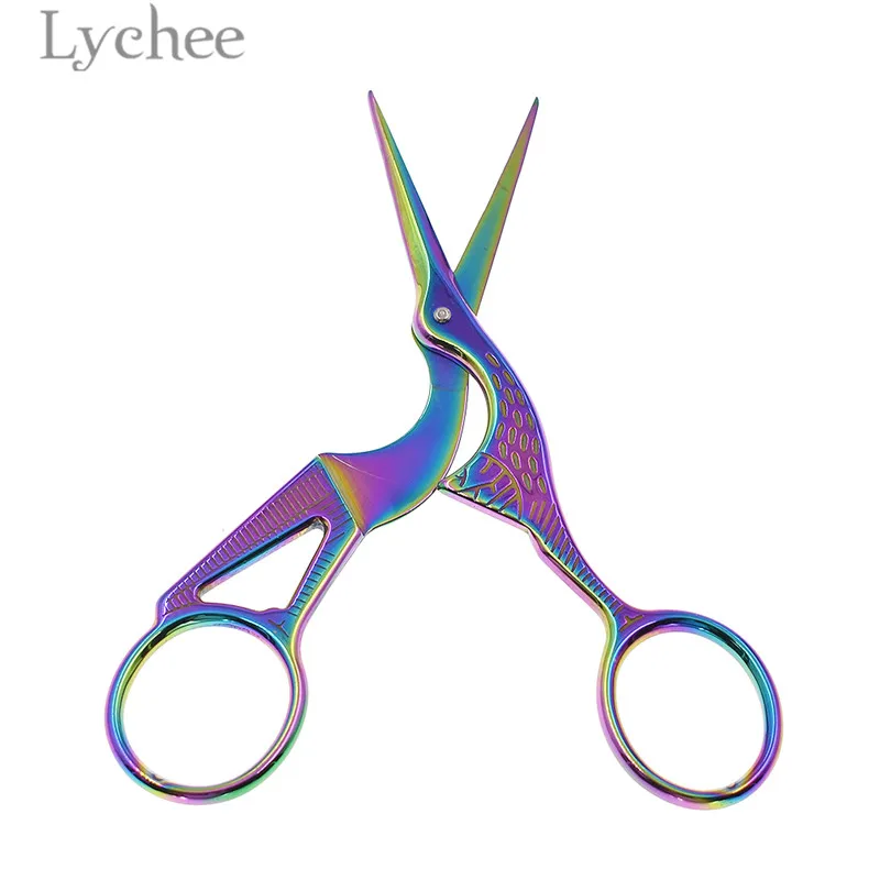 Lychee Life Stainless Steel Sewing Scissors Colorful Titanium Plated Scissor Sewing Tools For Fabric Crafts