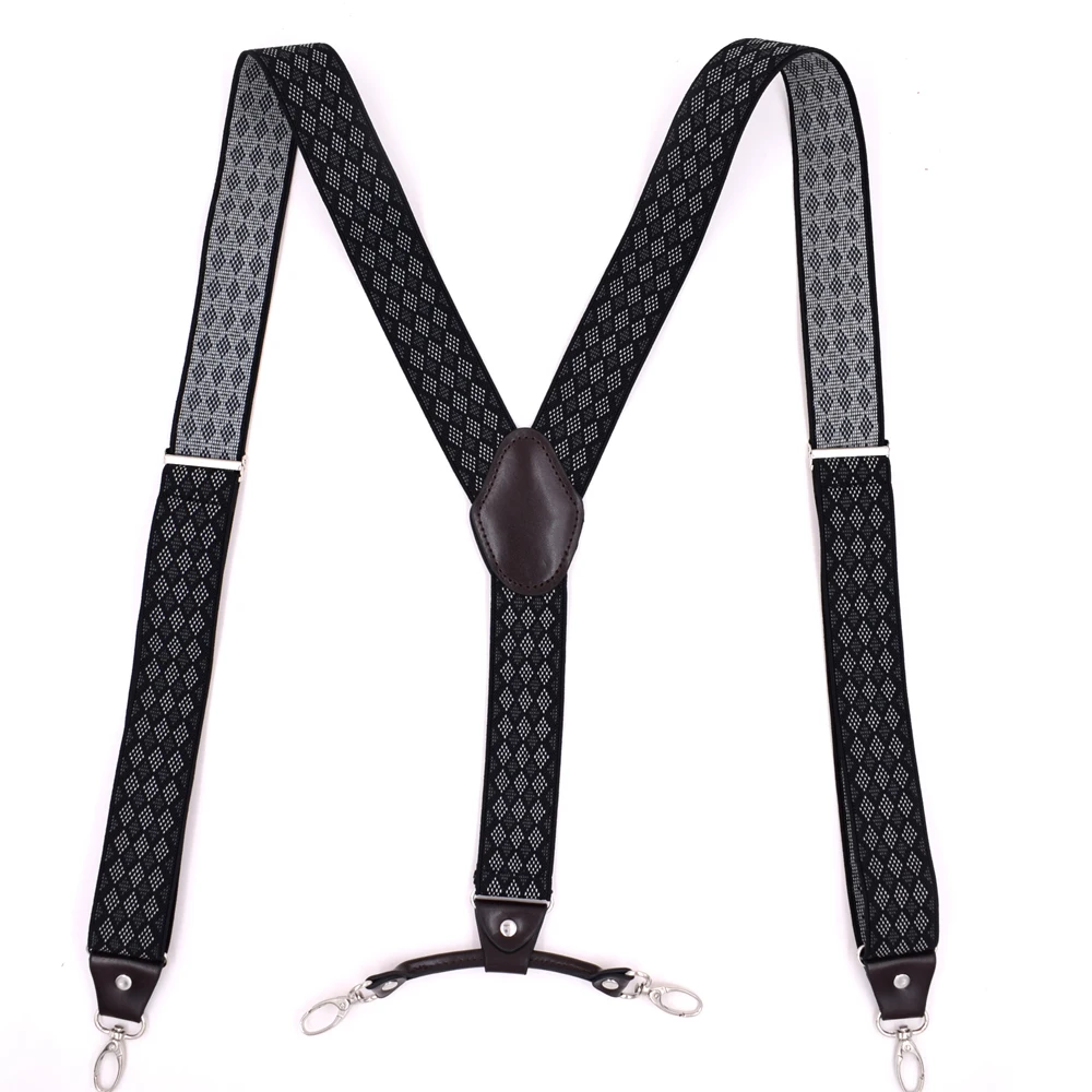 JIERKU Suspenders Man's Braces Hanging buckle Suspensorio Brown Leather Fashion Trousers Strap Father/Husband's Gift 3.5*120cm