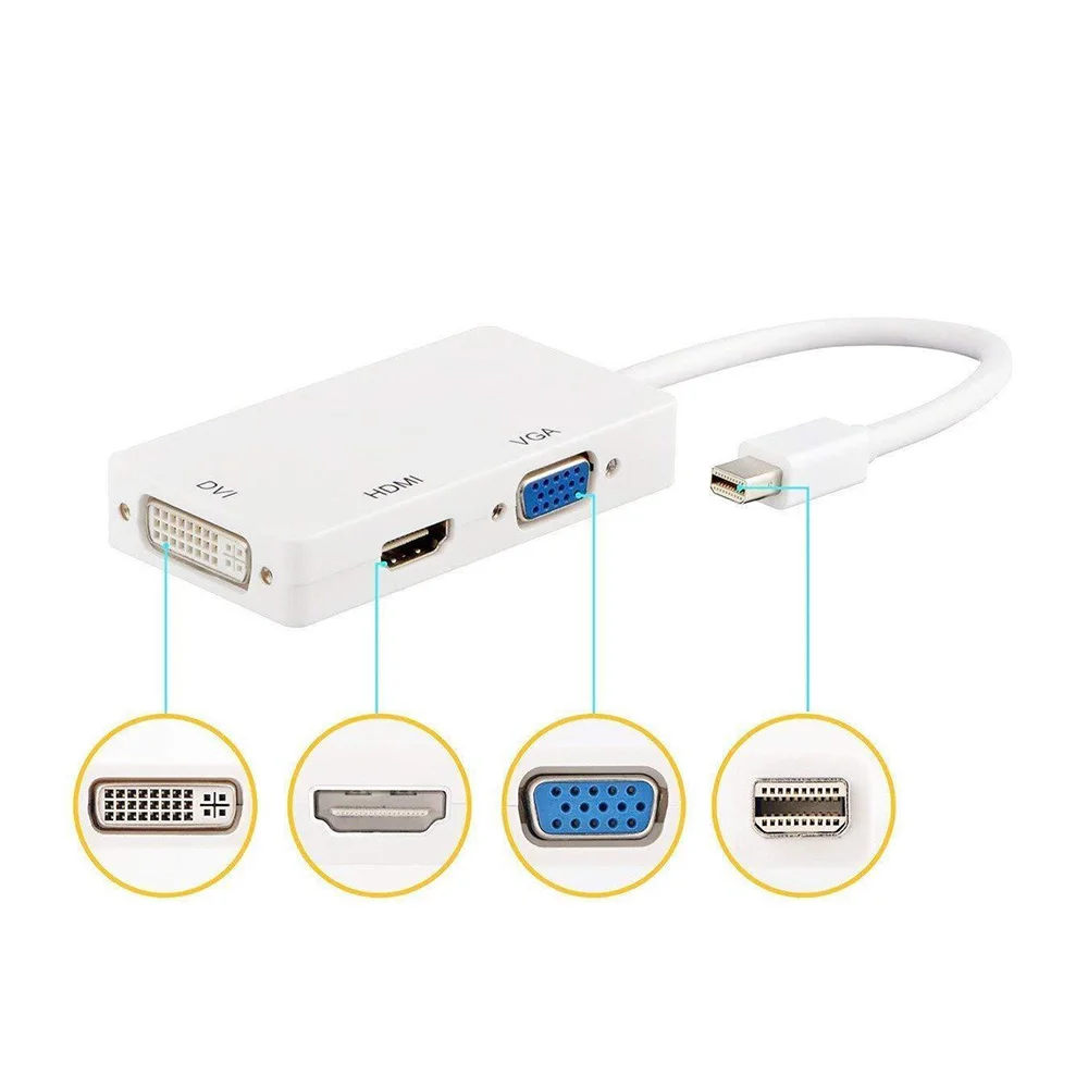 Cavo adattatore 3 In 1 Thunderbolt Mini Display DP maschio a HDMI compatibile/DVI/ VGA femmina per Macbook Apple