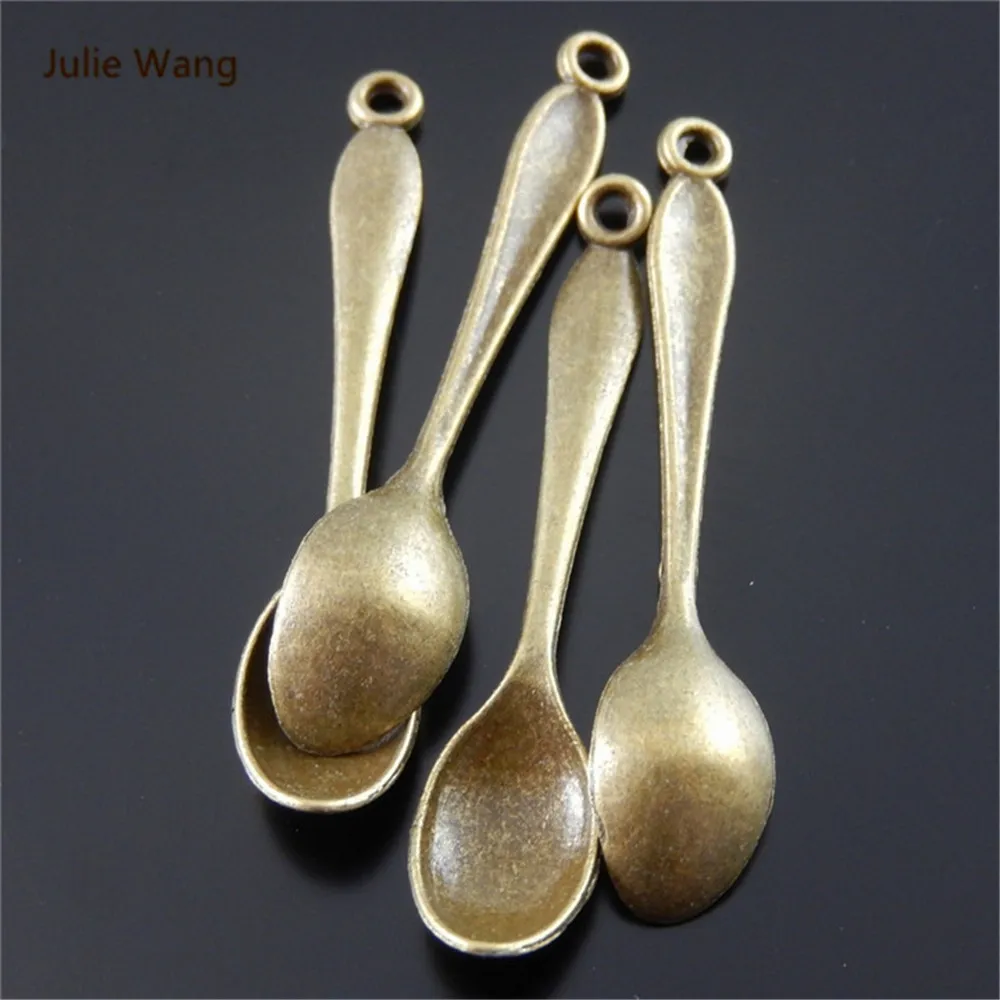 Julie Wang 5-30PCS Spoon Charms Alloy Antique Bronze Mini Hanging Jewelry Making Pendant Charm Suspension Accessory