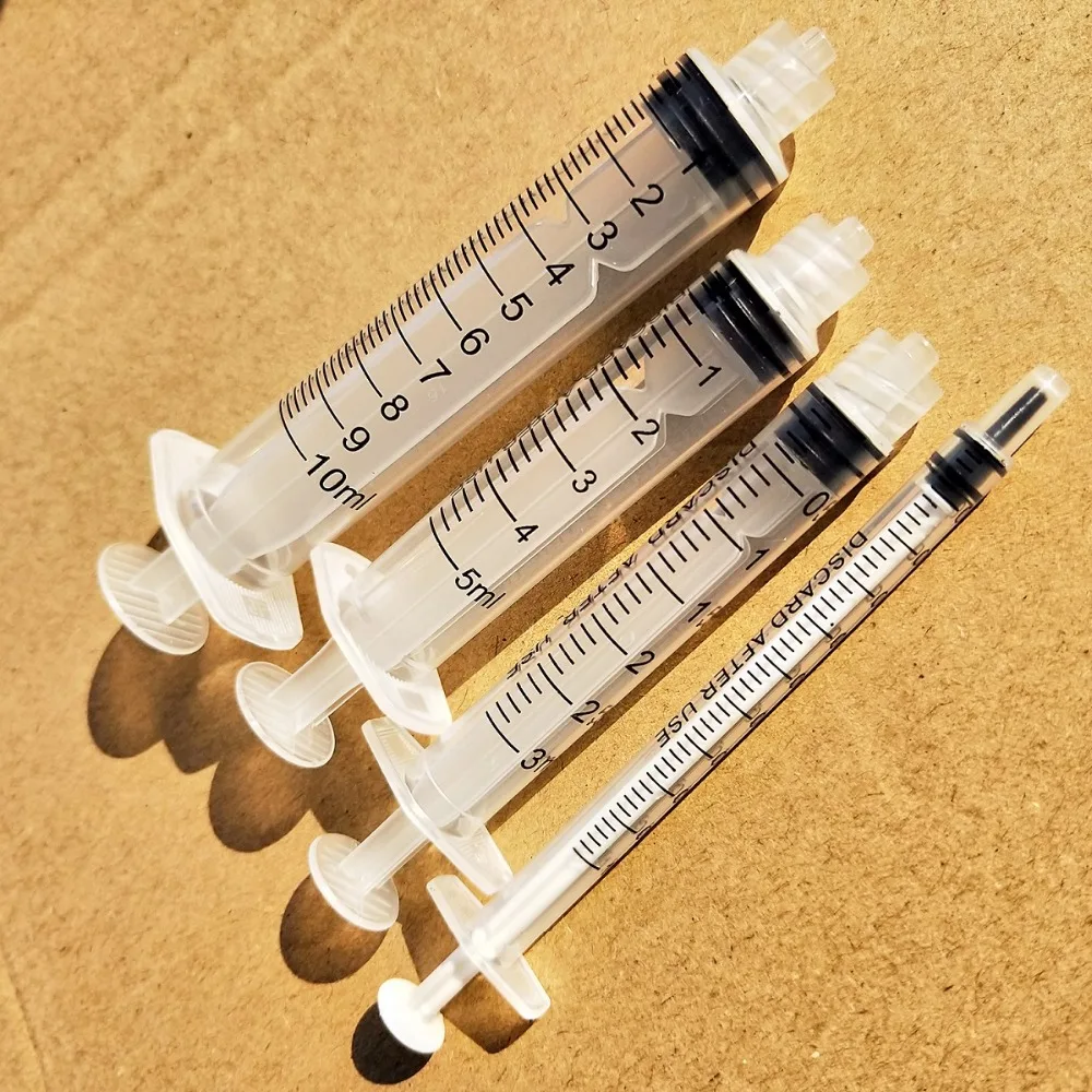 Plastic Syringe 1ml 3ml 5ml 10ml For Lab and Industrial Dispensing Adhesives Glue , With1inch Blunt Tip Needles , Non-sterile