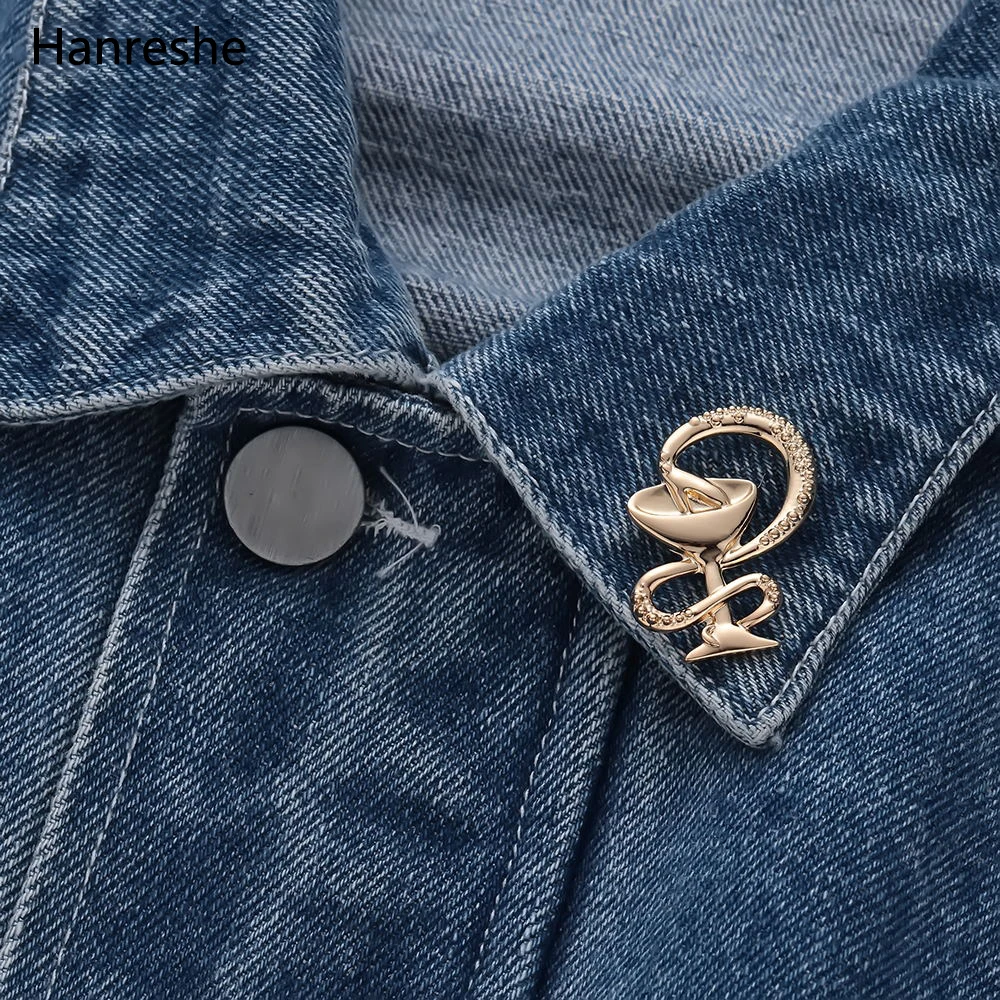 Fashion Bowl Of Hygieia Pin Badge Gold Color Brooch Jewelry Nurse Doctor Medical Symbol Pin Women Accessories Gift