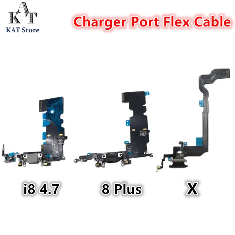 

Гибкий кабель для зарядки iPhone 7, 8, 8G Plus, X, USB зарядное устройство, разъем док-станции с микрофоном, сменная часть гибкого кабеля, 10 шт.