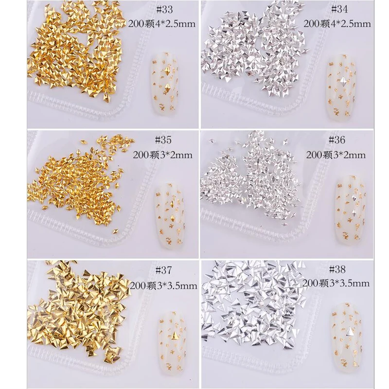 1Pack(500pcs) Nail Stones Multi-shapes Gold Nail Jewelry Fashion Charm Small Gravel Glitter Rhinestone For Nail Studs Stones