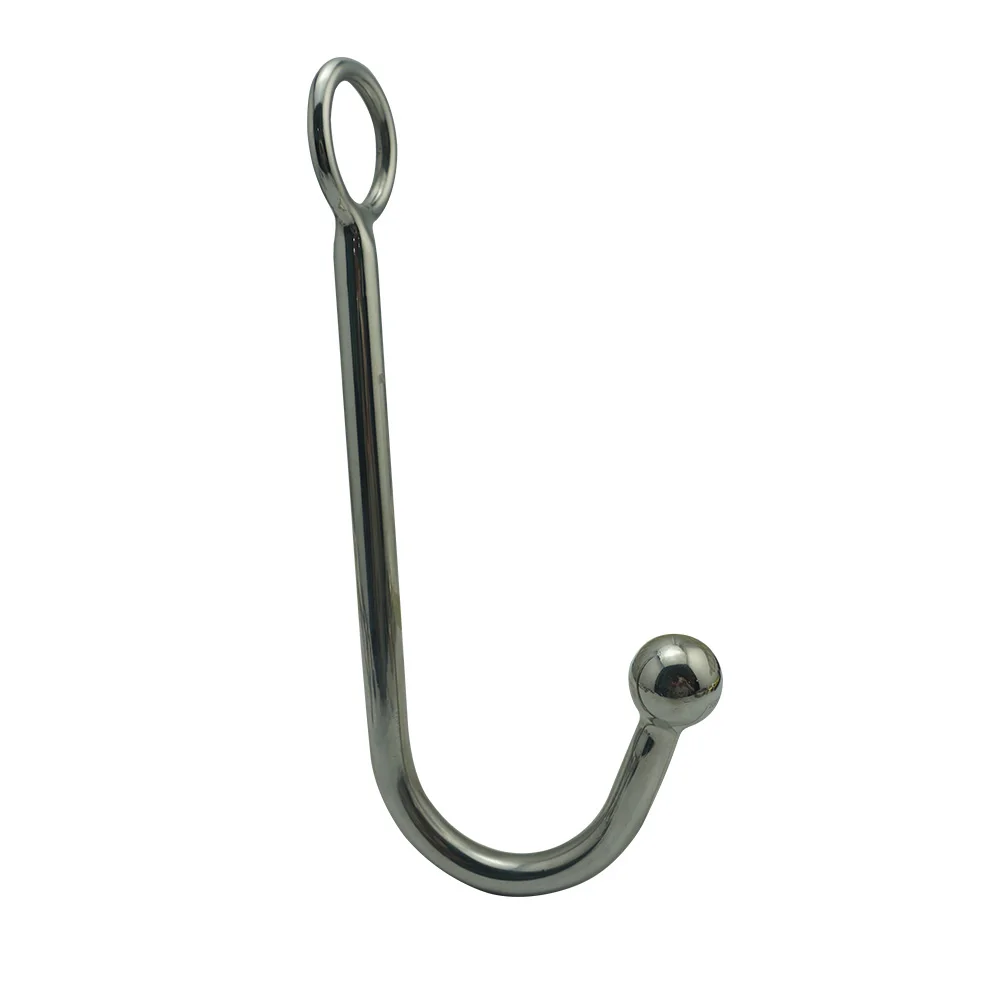 New stainless steel metal anal hook with ball hole butt plug dilator prostate massager SM bondage sex toy for man male