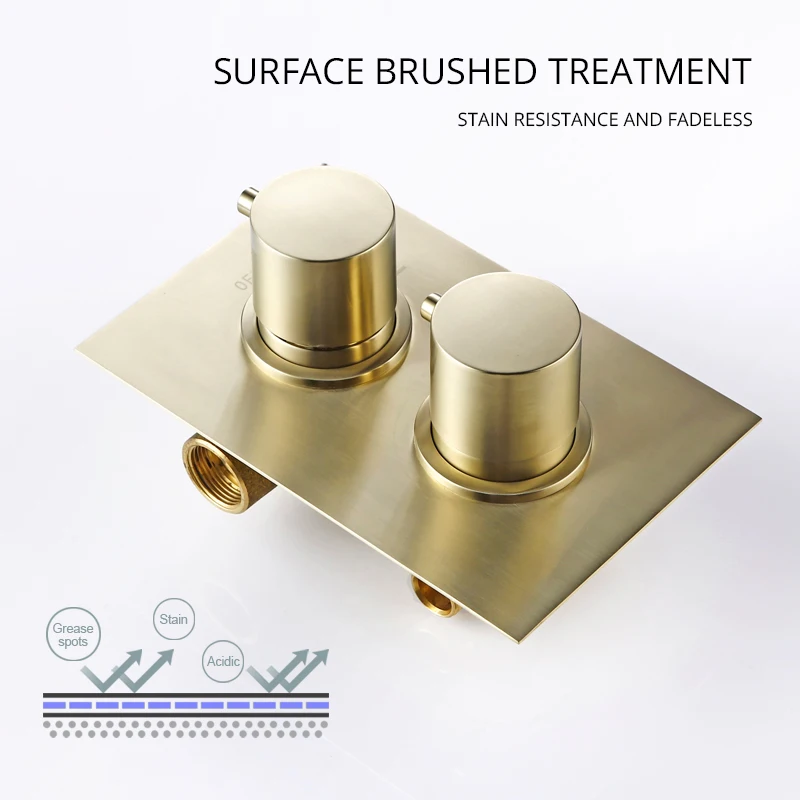 Imagem -03 - Conjunto de Espalhador Termostático de Bronze Conjunto de Espalhador com Ouro Escovado para Banheiro Ducha de Parede Combo de Luxo