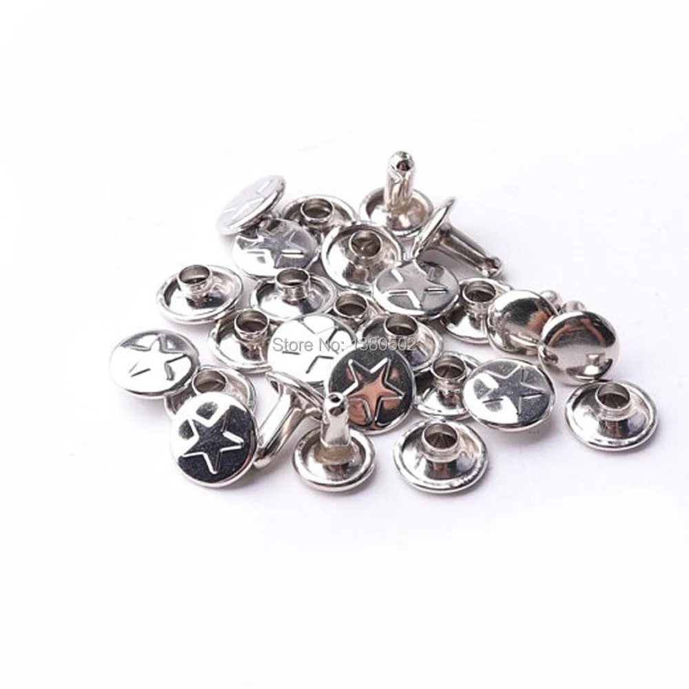 50sets 9*9mm Star Pattern Round Rapid Rivet DIY Sewing Tool For Leather Craft Belt Bag Clothes Accessories