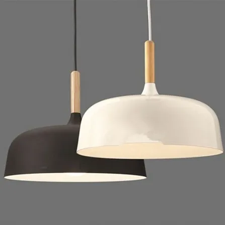 

Modern pendant light Oak Wood lamp E27 socket wood lampholder Hanging light white black Optionally 320mm