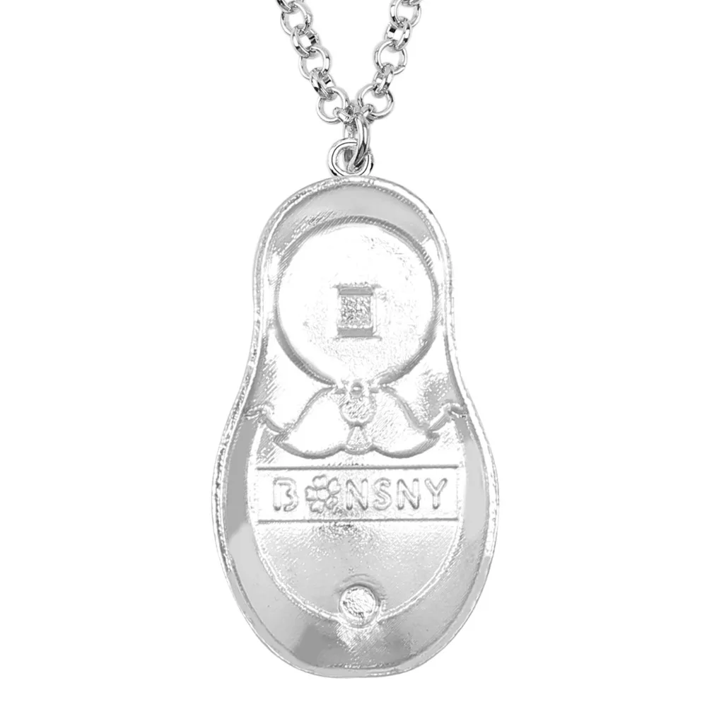 Bonsny Enamel Alloy Matryoshka Russian Doll Necklace Pendant Chain Choker Floral Ethnic Jewelry For Women Girls Teens Gift Party image 6