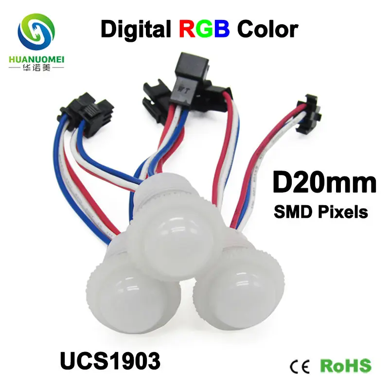 DC12V 20mm UCS1903 Adressable LED Pixel Module Light 5050 SMD RGB Digital Lightbox TV Bulb Waterproof Amusement Park Ride Lamp