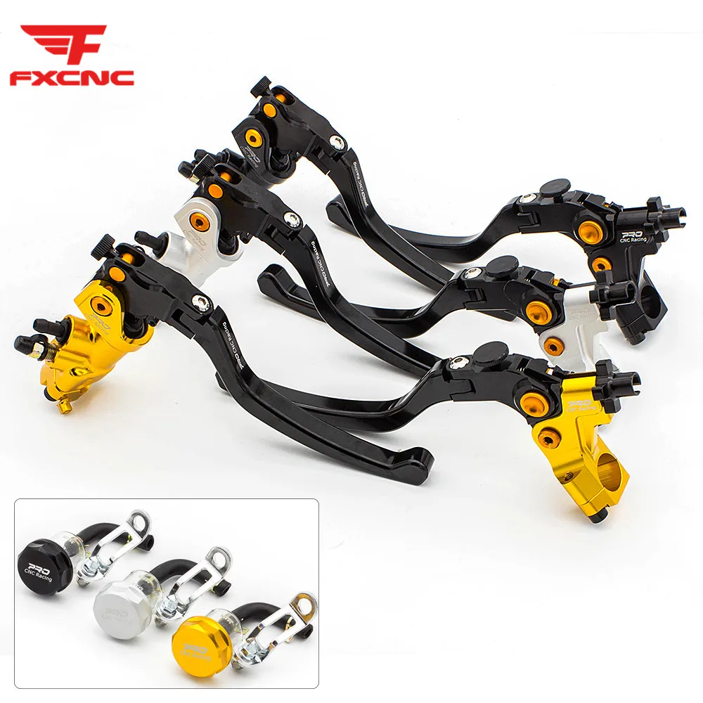 

19mm Piston Size Adjust Motorcycle Master Cylinder Reservoir Hydraulic Brake Cable Clutch Levers Set 7/8"22mm Handlebar FXCNC