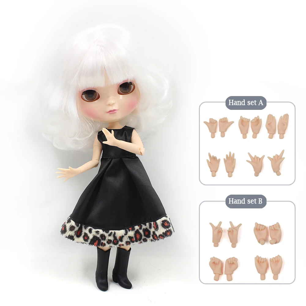 

NO.136 Cute ICY joint doll white hair articulation body including hand set AB Gift for girls