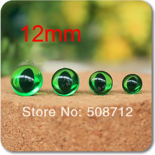 

Free shipping!!!!100pcs 12mm Green Transparent Acrylic CAT Eyes Bears Dolls with METAL lock-washers